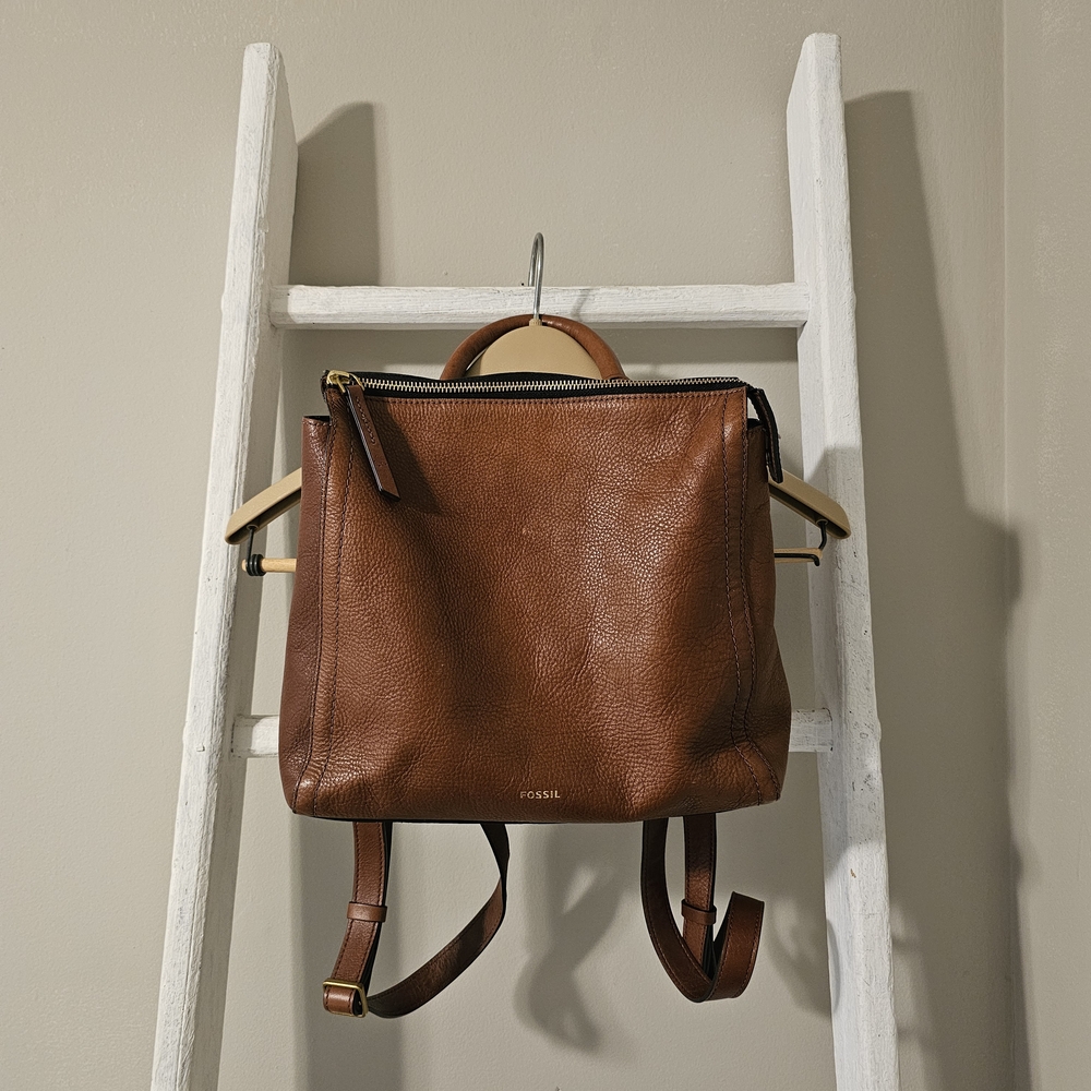 Fossil Brown Leather Backpack
